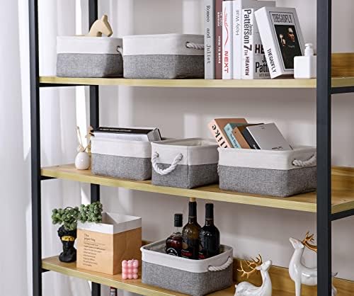 Storage Baskets 12x8x5 inch 10 Pack Fabric Baskets Foldable Storage Bins Decorative Baskets cloth storage baskets Storage Foldable Storage Bin with Rope - Image 5