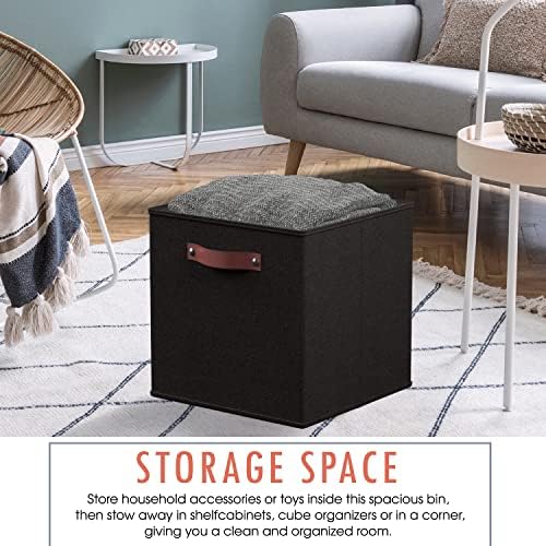 Ornavo Home 13x13 Foldable Fabric Storage Cube Bins, 6 Pack, Black - Image 5