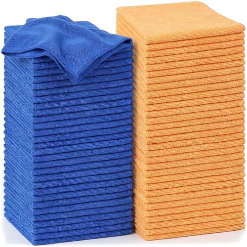 Nuenen Car Microfiber Clean Cloths, Yellow,Blue, 16 x 16 Inch, 60 Pcs by Nuenen