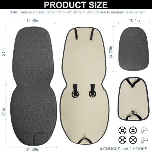 Linen Car Seat Covers for Cars, Front Car Seat Cover Protectors with Storage Bags, Anti-Slip & Soft Automotive Seat Cushion Universal Fit for Most Sedan, SUVs, Vehicles (Deep Grey) - Image 2