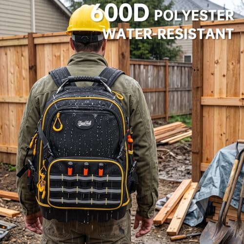 Tool Backpack Heavy Duty with 52 Pockets, 41L Large HVAC Tool Bag Backpack - Image 7
