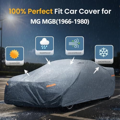 Waterproof MG MGB (1966-1980)(1966-1980) Car Cover with Breathable Vents, [Upgrade] Premium Covers with Cotton Liner and Zipper Door,Sun Rain Snow Dust Uv Protection.(Gift with Towel) - Image 3