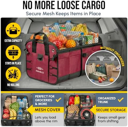 Large Car Trunk Organizer - Trunk Storage - Modular Detachable Configurable Collapsible - for SUV Minivan Truck Sedan Van - 3 Compartment XL, Cherry - Image 6