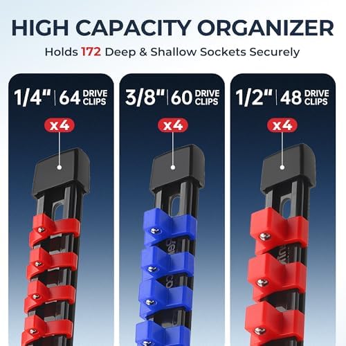 Reniteco 12-Pack Socket Organizer Set, 1/4" x 64 3/8" x 60 1/2" x 48 Clips - Image 2