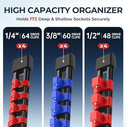 Reniteco 12-Pack Socket Organizer Set, 1/4" x 64 3/8" x 60 1/2" x 48 Clips - Image 2