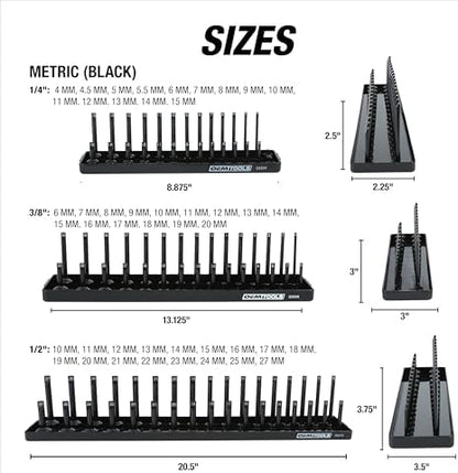 OEMTOOLS 22418 6-Pc SAE & Metric Socket Tray Set for Sizes 1/4", 3/8”, 1/2" - Image 4