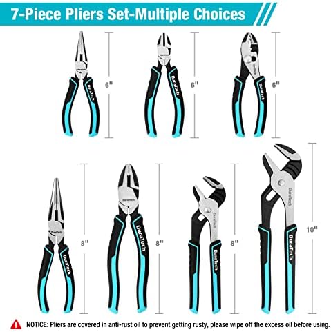 DURATECH 7-Piece Pliers Set with Rolling Pouch,Cr-Ni Construction - Image 3