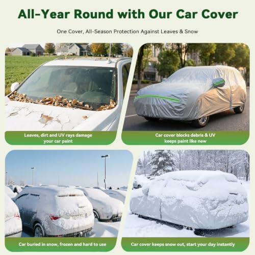 AUQDD 6-Layers Premium SUV Car Cover Waterproof All Weather Weatherproof UV Sun Protection Snow Dust Storm Resistant Outdoor Exterior Custom Form-Fit Full Padded Car Cover with Straps 205"-216" K10 - Image 4