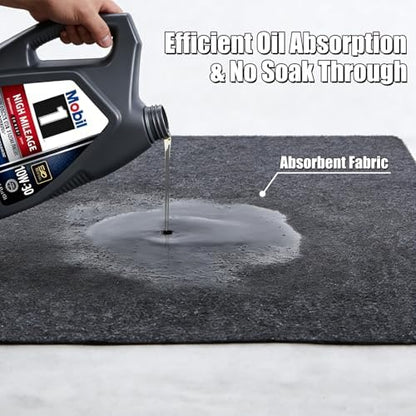Heavy Duty Oil Spill Mat, Garage Floor Mat for Under Car, Premium Oil Absorbent Pads, Reusable, Slip-Resistant, Waterproof Rubber Backing Contains Liquids, Protects Garage Floor(XXL-60''x72'') - Image 2