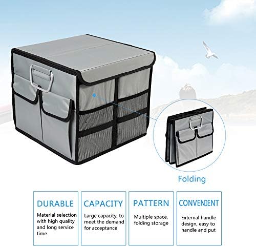 Car Trunk Organizer Collapsible Portable Multi Compartments Organizer with Non Slip Straps for SUV Truck Auto Vehicle Car Auto Minivan (Small without cover, Space gray) - Image 6