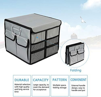 Car Trunk Organizer Collapsible Portable Multi Compartments Organizer with Non Slip Straps for SUV Truck Auto Vehicle Car Auto Minivan (Small without cover, Space gray) - Image 6