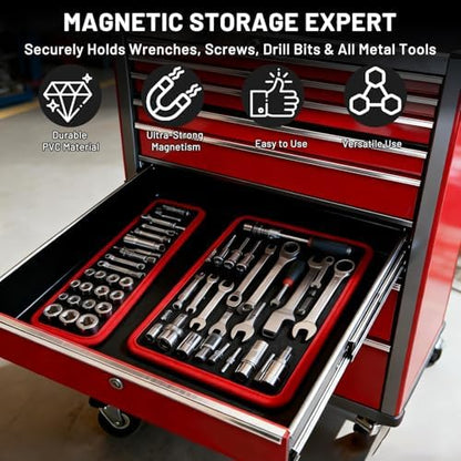Magnetic Tool Mat Set, 3-Piece Flexible Magnetic Parts Holder with Double-Sided 40 lb Grip, PVC Non-Slip Tool Tray Pads for Screws, Bolts, Garage, Workshop and Auto Repair - Image 3