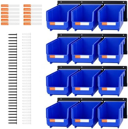 12pc Wall-Mounted Storage Organizer Set with Metal Rails Blue by LEADLOONG