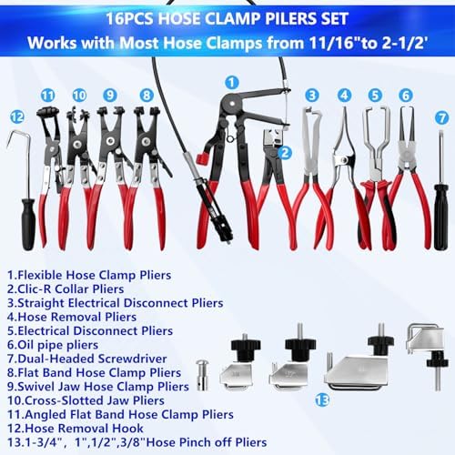 ZKTOOL 16PCS Hose Clamp Pliers Set, Hose Clamp Removal Tool for Automotive - Image 3