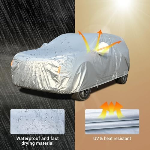 Tecoom SUV Car Cover Waterproof All Weather, 3-Layer Fleece Lined Outdoor Indoor Cover with Zipper Door & Lock, UV Snow Hail Sun Protection, Fit for SUV (206"–215") - Image 6