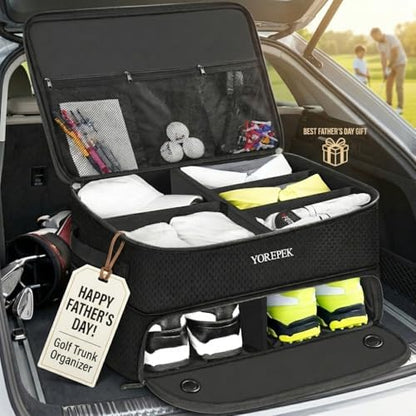 YOREPEK Golf Gifts for Men, 2 Layer Golf Trunk Organizer for 2 Pair Shoes - Image 3