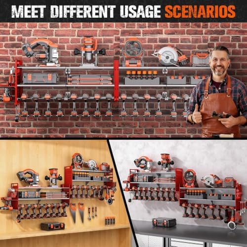2 Pack Power Tool Organizer Wall Mount, 3-Layer,18 Drill Holders - Image 4