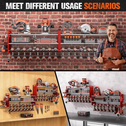 2 Pack Power Tool Organizer Wall Mount, 3-Layer,18 Drill Holders - Image 4