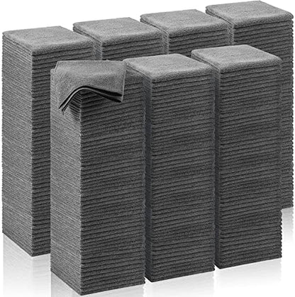 Oudain 200 Pcs Microfiber Cleaning Cloth 16x16 Inch Microfiber Towels for Car Ultra Absorbent Cleaning Rags Reusable Lint Free Streak Free Detailing Towel for Car Washing Drying Dusting (Gray) by Oudain