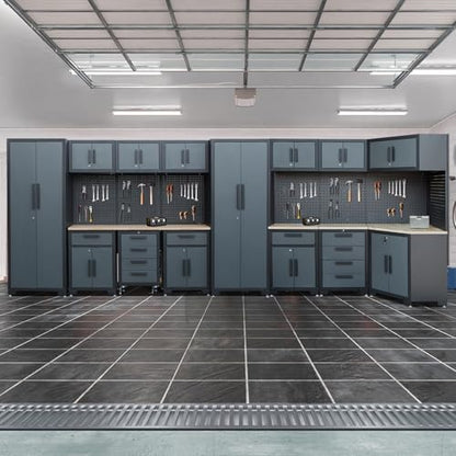 17PCS Garage Storage Cabinet System, Black Grey - Image 6