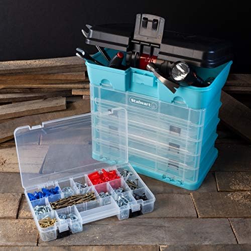 Stalwart Small Parts Organizer Box, Light Blue, 10-Inch - Image 4