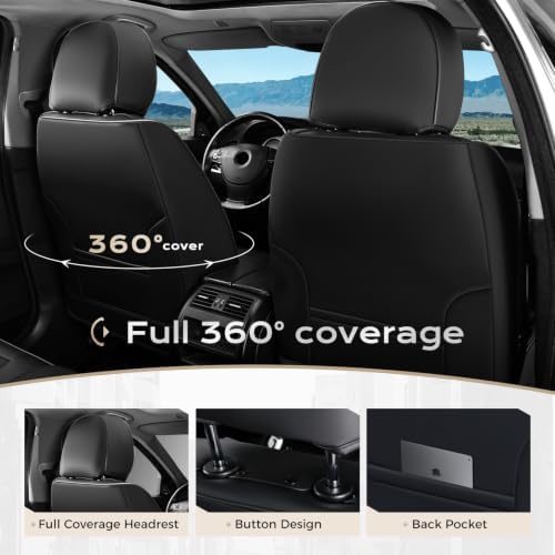 Coverado Car Seat Covers, Front Covers for Cars, Car Seat Cover Front Seats, Automotive Seat Cover, Waterproof, Leather Car Seat Cushion, Universal Interior Covers Seat Protectors for Most Cars - Image 3