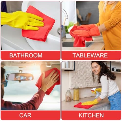 Nuenen Car Microfiber Clean Cloths, Red, 16 x 16 Inch, 60 Pcs - Image 6