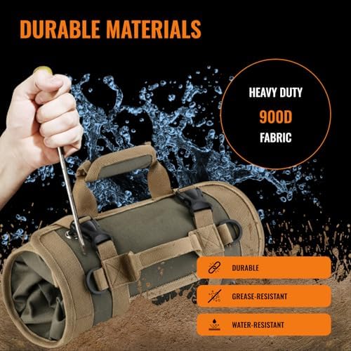 Heavy Duty Roll-Up Tool Organizer Bag | Khaki - Image 5