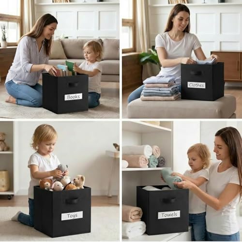 Storage Bins,13" Cube Storage Bin with Labels,10pcs,Black - Image 6