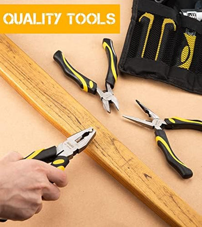 DOWELL Pliers Set - 8pcs, 10/8/6-inch Pliers & Wrench, Hammer, Tool Pouch - Image 3