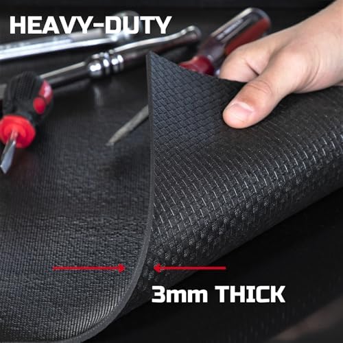 ONREVA Tool Box Liner 20 inch wide x 19 ft Large, Thick Heavy Duty Toolbox Drawer Liners, Rolling Tool Chest Foam Mat, Shelf Rubber Mat, Black Non-slip Organizer Pad for Cabinet, Workbench - Image 4