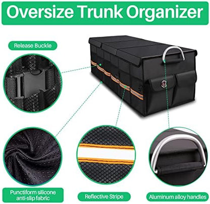 Trunk Organizer Cargo Organizer Trunk Storage Waterproof Collapsible Durable Multi Compartments-((Oversize,Black) - Image 6