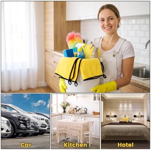 Tallew 300 Pcs Microfiber Towels:16"x16" Microfiber Drying Towels Bulk Micro Fiber Car Cleaning Cloth for Cars Drying Washing Polishing Office Windows Cleaning Household Supplies (Yellow) - Image 6
