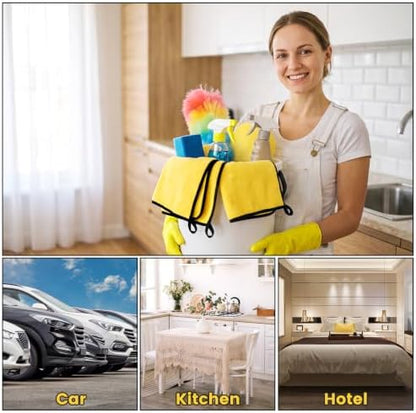 Tallew 300 Pcs Microfiber Towels:16"x16" Microfiber Drying Towels Bulk Micro Fiber Car Cleaning Cloth for Cars Drying Washing Polishing Office Windows Cleaning Household Supplies (Yellow) - Image 6