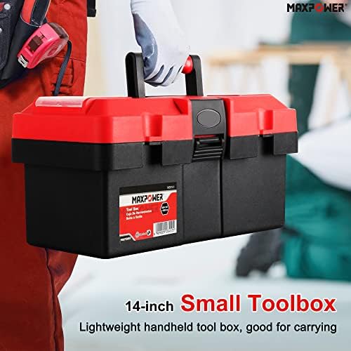MAXPOWER Small Tool Box, 14-inch Plastic Tool Boxes with Handle - Image 6