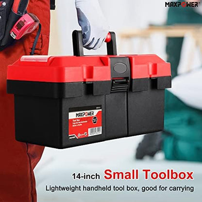 MAXPOWER Small Tool Box, 14-inch Plastic Tool Boxes with Handle - Image 6
