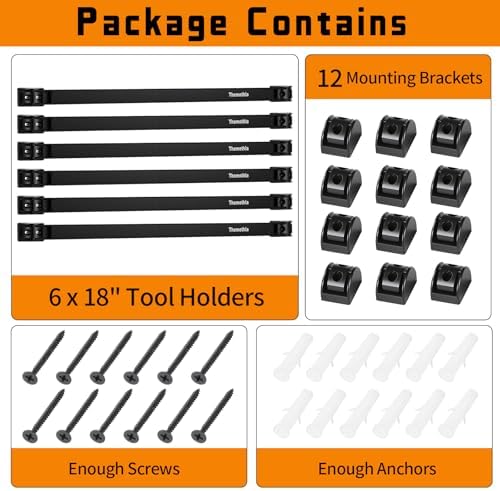 18" Magnetic Tool Holder Strip, 6 Pieces Black Metal Tool Organizer Rack with Stainless Steel Surface, Magnet Bar for Garage Workshop, Easy To Install with Mounting Screws - Image 7