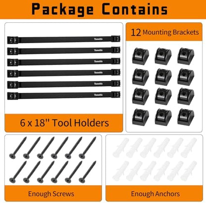 18" Magnetic Tool Holder Strip, 6 Pieces Black Metal Tool Organizer Rack with Stainless Steel Surface, Magnet Bar for Garage Workshop, Easy To Install with Mounting Screws - Image 7