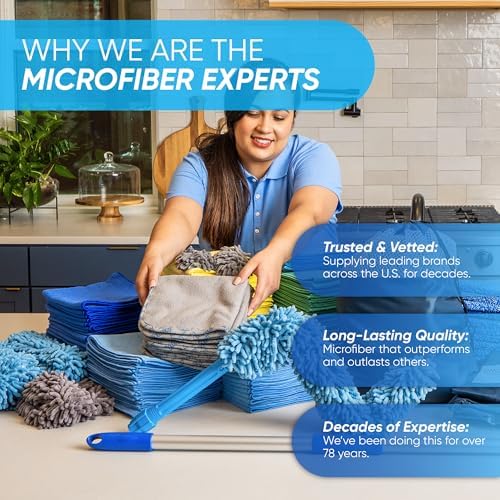 Microfiber Wholesale 16" x 16" All Purpose Towels - 200 Pack - Reusable Wash Cloths, Dust, Kitchen, Car, Shop Rags for Cleaning (Blue) - Image 5