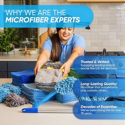 Microfiber Wholesale 16" x 16" All Purpose Towels - 200 Pack - Reusable Wash Cloths, Dust, Kitchen, Car, Shop Rags for Cleaning (Blue) - Image 5