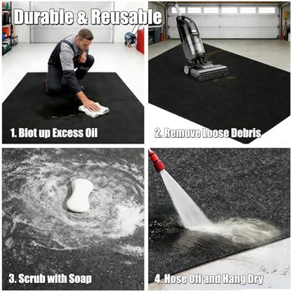 Heavy Duty Oil Spill Mat, Garage Floor Mat for Under Car, Premium Oil Absorbent Pads, Reusable, Slip-Resistant, Waterproof Rubber Backing Contains Liquids, Protects Garage Floor(XXL-60''x72'') - Image 6