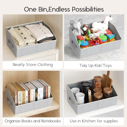 Homsorout Large Closet Organizers and Storage Bins - 6 Pack Trapezoid Storage Baskets for Shelves, Foldable Fabric Baskets with Handles Ideal for Closet, Basket, Wardrobe and Shelf Storage, Light Grey - Image 6