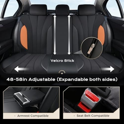 Coverado Seat Covers for Car, Automotive Car Seat Covers 5 Seats, Mesh Breathable Leather Seat Protectors, Brown Seat Covers Universal Fit for SUV, Truck, Vans, Sedan - Image 5