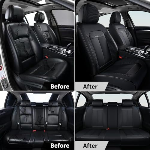 FLORICH 2pcs Car Seat Covers Front Set, Black Car Seat Cover, Breathable Premium Leather Seat Covers, Automotive Vehicle Seat Covers for Cars Trucks Vans SUVs Sedans (2 Packs, Black) - Image 6