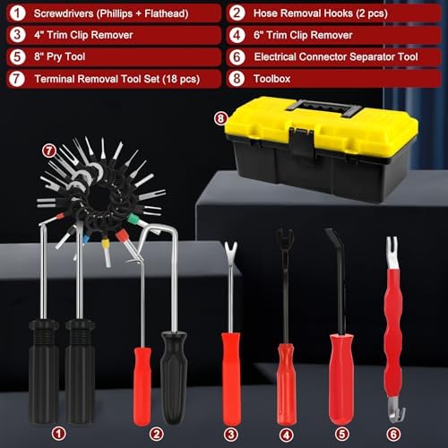 38-Piece Automotive Hose Clamp Pliers Set & Fuel Line Disconnect Tool Kit with Electrical Connector Disconnect Pliers, Terminal Pin Removal Tools, Hose Removal Pliers, Pinch-Off Clamps & Toolbox - Image 3