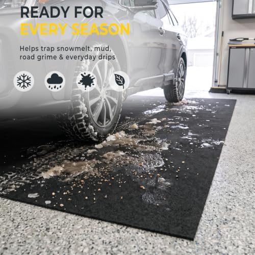 20' x 7'4" Garage Floor Mats - All-Weather Garage Floor Mats for Under Car, Absorbent Oil Spill Mat, Anti-Slip Garage Carpet, Reusable Garage Mats with Waterproof Backing, Garage Car Mat & Floor Rug - Image 6