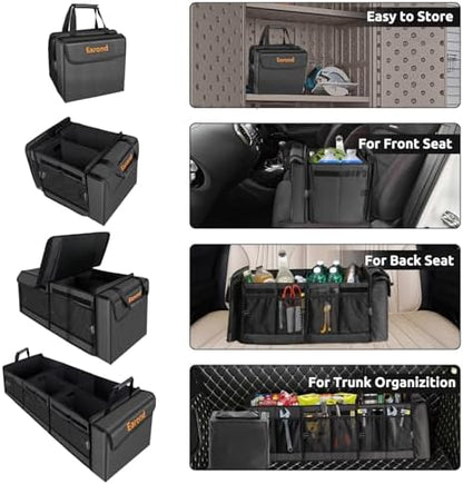 Large Trunk Organizer with Portable Leakproof Cooler Bag,Foldable Cover,Adjustable Securing Straps,Collapsible Trunk Organizer for Suv Car Truck Sedan (4-in-1 with Cooler) - Image 3