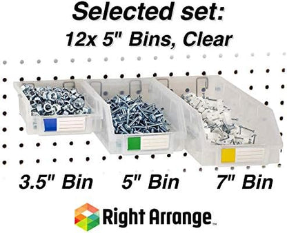 Pegboard Bins – 12 Pack Clear Large - Hooks to Any Peg Board - Organize Hardware, Accessories, Attachments, Workbench, Garage Storage, Craft Room, Tool Shed, Hobby Supplies, Small Parts - Image 4