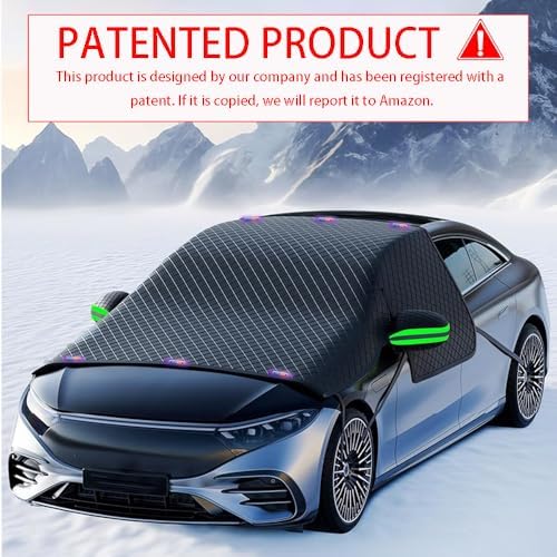 Windshield Snow Cover, Car Windshield Cover for Ice and Snow, Automotive Large Magnetic Windshield Frost Cover with Side Window and Mirror Protector in Winter, Suitable for Most Vehicle,Sedan,SUV - Image 4