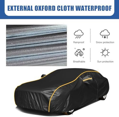 Full Car Cover for Ma.zda RX-2 Sedan 1971-1973,Full Exterior Covers Breathable Waterproof Dustproof Sun Protection Snowproof with Reflective Strip and Zipper Door - Image 4